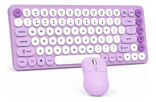 Kit Teclado Y Mouse Inalámbricos Teclas Redondas Silencioso