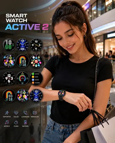 Smartwatch Diegmark Active 2 Con Llamadas Y Pantalla Hd Para iPhone Y Android Marrón Metalizado Hebilla Negro