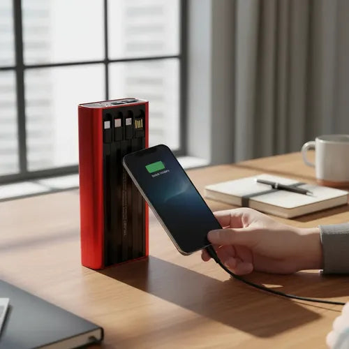 Powerbank 20000mah Carga Rápida Luz Led Cables Integrados