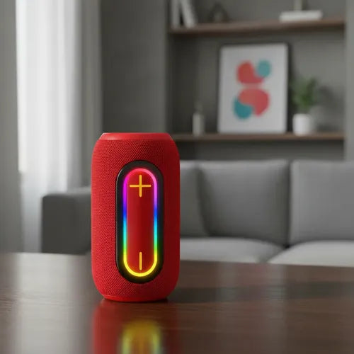Parlante Inalámbrico Recargable Bs-27 Luz Rgb Sonido Potente Rojo