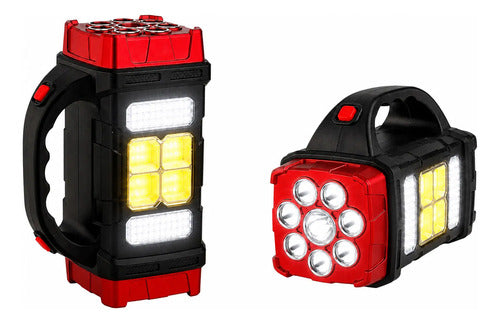 Linterna Solar Led Multifunción Recargable Usb + Powerbank Blanca/ Amarilla Negro/rojo