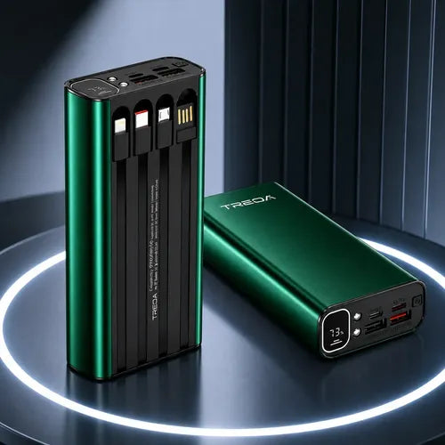 Powerbank 20000mah Carga Rápida Luz Led Cables Integrados