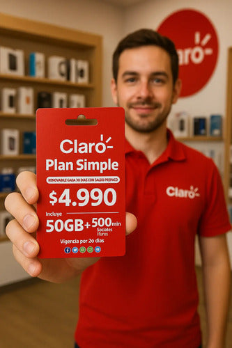 Chip Claro Prepago Plan Simple 50gb+500min Esim 3 En 1
