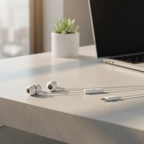 Audífonos In-ear Con Micrófono Y Usb-c Para iPhone 15, Android, Samsung Y Xiaomi  Blanco