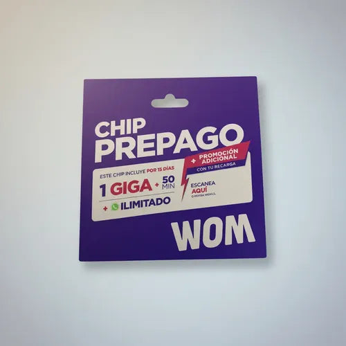 Chip Prepago Wom 1gb + 50 Minutos Chip Telefonia 3 En 1