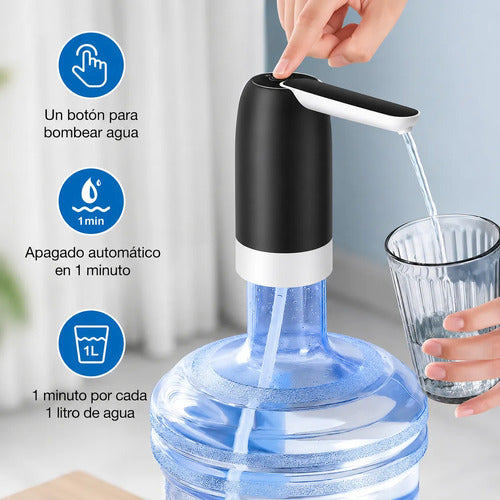 Dispensador De Agua Eléctrico Usb Recargable Portátil 20l Negro