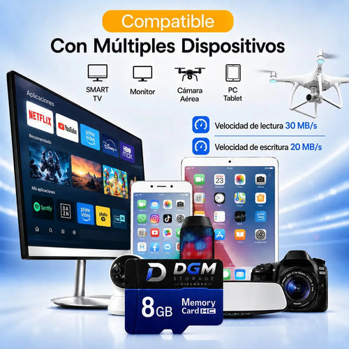 Tarjeta Microsdhc Diegmark 8gb Clase 10 U1 Con Adaptador Sd Para Celulares Y Tablets