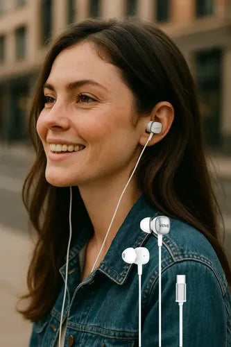 Audífonos In-ear Diegmark Tipo C Para Xiaomi Y Redmi Con Micrófono Y Sonido Hd Blanco
