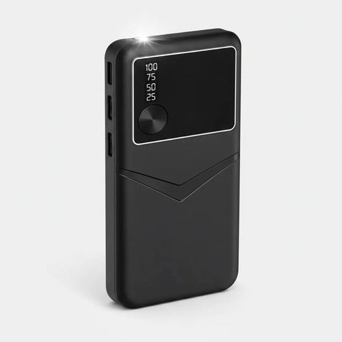 Powerbank 10000mah 3 Cables Integrados 3 Usb Y Linterna Negro