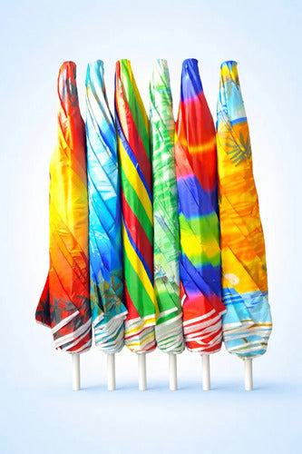 Quitasol De Playa Central Con Protección Uv, Diseño Multicolor Y 80cm De Ancho Veraniego