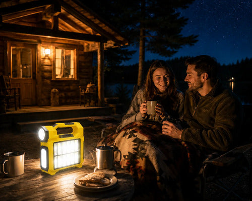 Linterna Led Solar Recargable 30w Con Luz Frontal Y Lateral