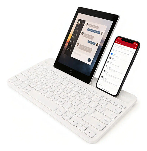 Teclado Inalámbrico Bluetooth Multidispositivo Silencioso Para Tablet Y Smart Tv Blanco Inglés Us