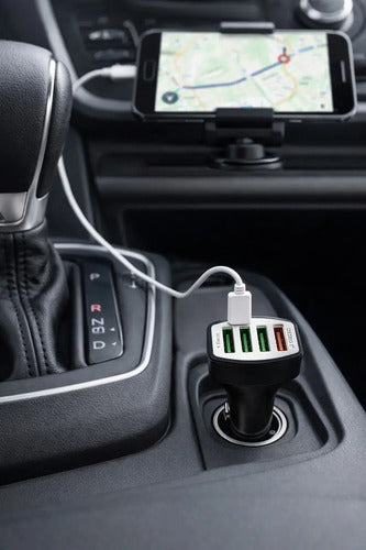 Cargador De Auto Diegmark De Carga Rápida Con 4 Puertos Usb-a Y Tecnología Qualcomm Quick Charge 3.0 Negro