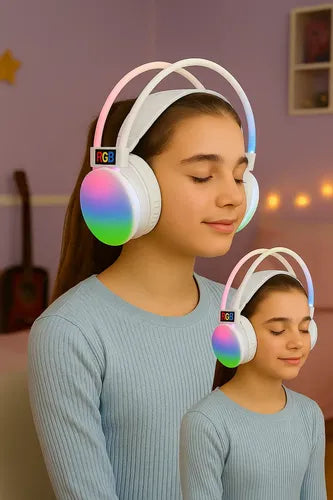 Audífonos Inalámbricos Rgb Pg580 Con Micrófono Y Luces Led