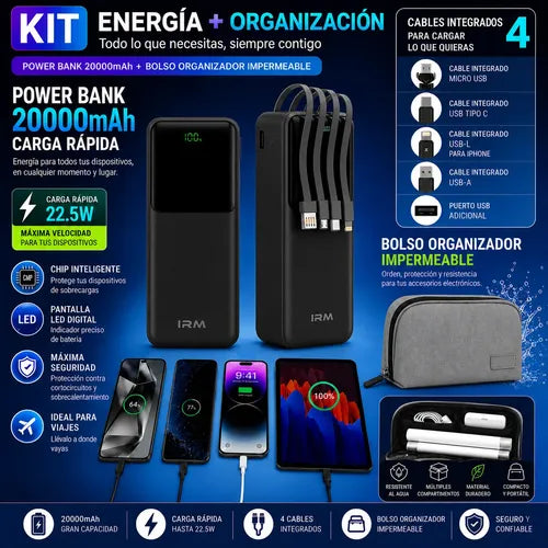 Kit Powerbank Rápido 20000mah 22.5w Universal + Bolso