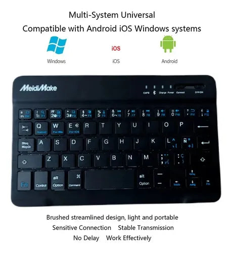 Teclado Bluetooth Mini Slim Recargable Mk-3000 Negro Español Latinoamérica