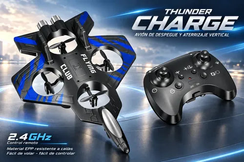 Avión Thunder Charge 2.4ghz Control Remoto 360o Para Jóvenes Negro