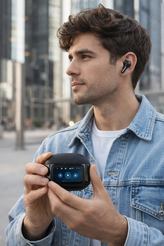 Audífonos Diegmark T41 Inalámbricos Tws Con Pantalla Táctil Y Estuche De Carga Digital Negro