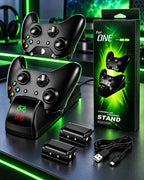 Base Cargador Doble Para Controles Xbox One S/x + 2 Baterias