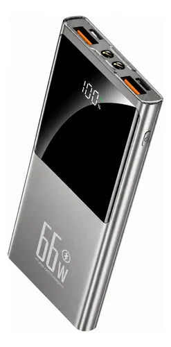 Powerbank 30000mah 66w Pantalla Digital 2 Usb Lampara Led Gris