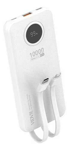 Powerbank 10000mah 22.5w Con Cables Compatible Con iPhone Blanco