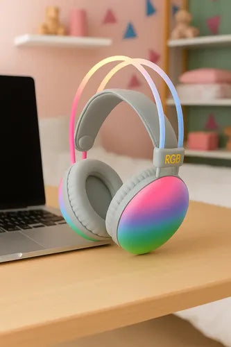 Audífonos Inalámbricos Rgb Pg580 Con Micrófono Y Luces Led