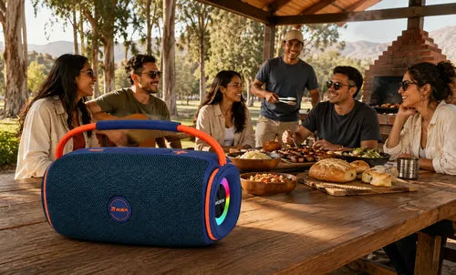 Parlante Bluetooth 10w Luces Rgb Recargable Radio Fm Tws Azul Marino