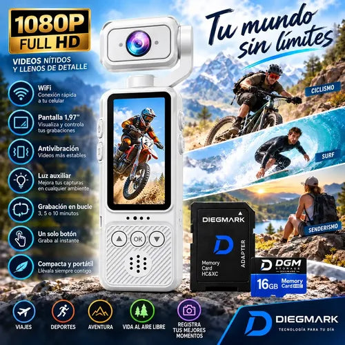 Cámara Deportiva Pocket Full Hd Wifi + Tarjeta Microsd 16gb