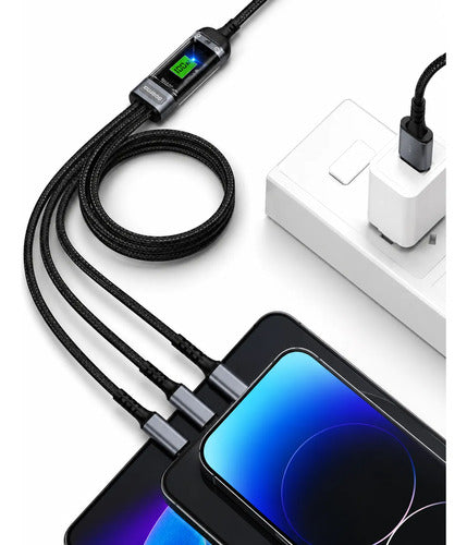 Cable Multicarga 3 En 1 100w Usb L Tipo C Micro Usb 1.2 M Negro