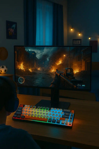 Teclado Gamer Weibo Wb333 Mini Rgb Iluminación Multiefecto Usb-c Compacto Negro Español Latinoamericano
