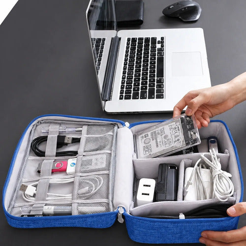Bolso Organizador Viaje Para Cables Electrónicos Accesorios Azul