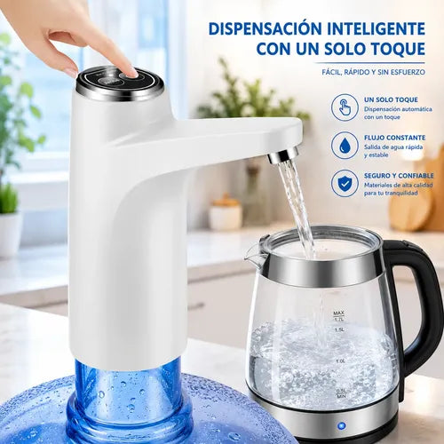 Dispensador De Agua Eléctrico Usb Recargable 8 A 20 L Blanco
