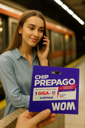 Chip Prepago Wom 1gb + 50 Minutos Chip Telefonia 3 En 1
