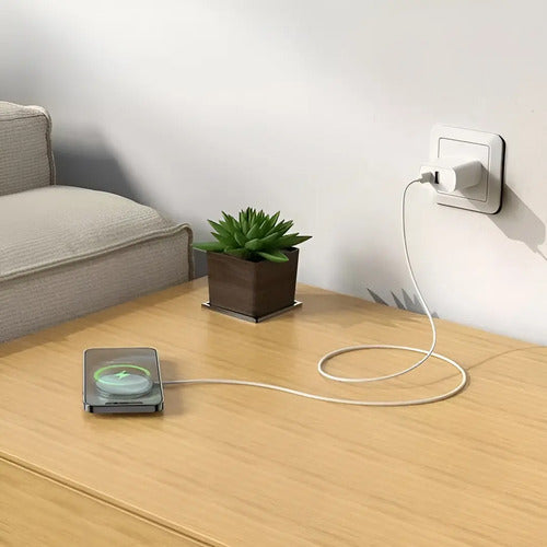 Cargador Magnético Inalámbrico Rápido Diegmark De 15w Para iPhone Y Android En Blanco