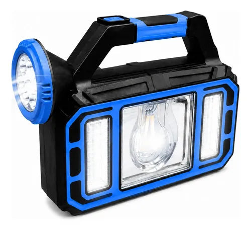 Linterna Solar Multifunción Portátil Luz Led Recargable Usb Blanca/ Amarilla Azul Negro