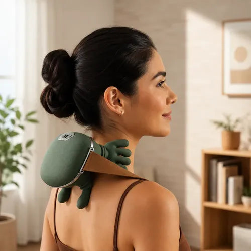 Masajeador Tensión Cervical Recargable Para Cuello Y Hombos Verde Musgo
