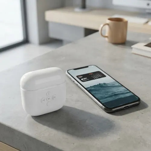 Audífonos Earbuds Para iPhone Y Androide Estuche De Carga Blanco