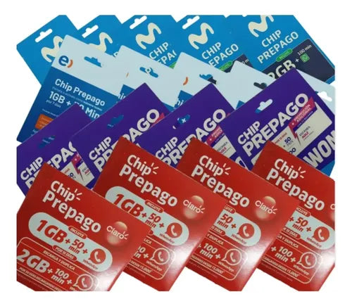 Pack Surtido 40 Chips Sim Prepago Entel Claro Wom Movistar 3 En 1
