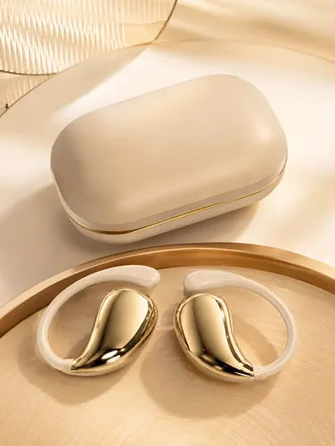 Audífonos Deportivos Bluetooth 5.3 Micrófono Control Táctil Beige/dorado