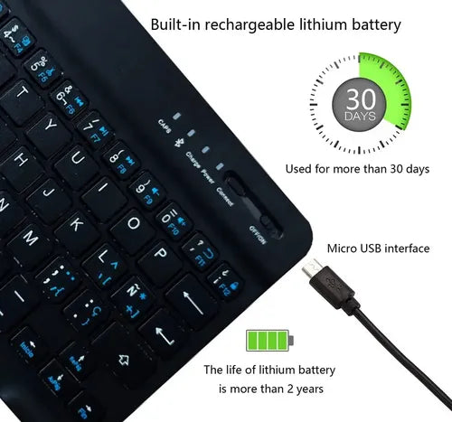 Teclado Bluetooth Recargable Ultradelgado Y Silencioso Compatible Con Android Ios Windows Y Mac Negro Español Latinoamericano