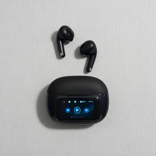 Audífonos Diegmark T41 Inalámbricos Tws Con Pantalla Táctil Y Estuche De Carga Digital Negro
