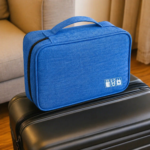 Bolso Organizador Viaje Para Cables Electrónicos Accesorios Azul