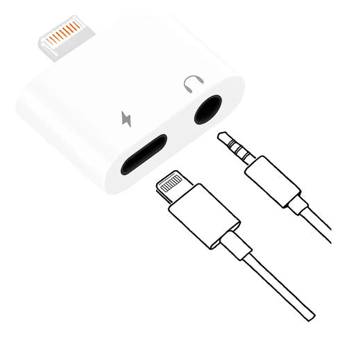 Diegmark Adaptador Splitter Conector Usb-l Compatible Con iPhone / Jack 3.5mm Conector Para iPhone Adaptador Blanco