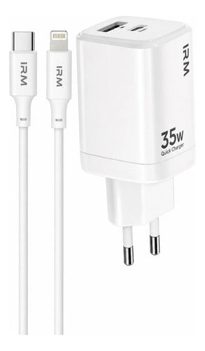 Cargador 35w Carga Rápida 2 Puertos Compatible Con iPhone Blanco