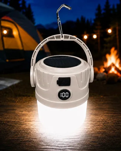 Lampara Solar Camping Farol Colgante Recargable Power Bank Gris