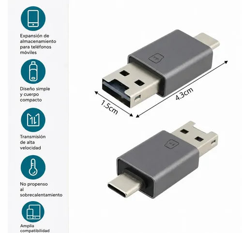 Lector De Tarjetas De Memoria Tf Micro Sd Irm Conectores Usb C Usb Multifunción Transferencia Rápida De Datos Diseño... Gris