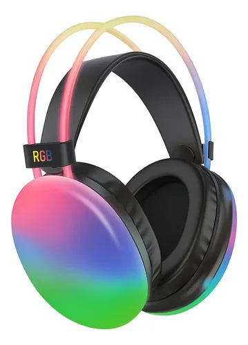 Audífonos Inalámbricos Rgb Pg580 Con Micrófono Y Luces Led Negro
