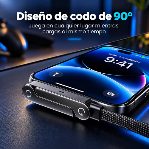Cable Usb-c Carga Rápida 240w Con Soporte Plegable 2 En 1 Negro