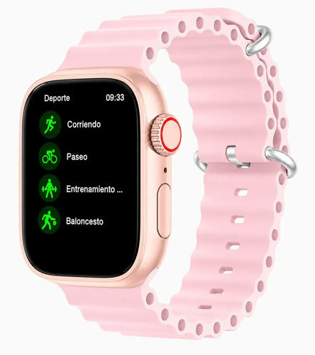 Smartwatch Diegmark W9 Ultra De 45 Mm Para Llamadas Y Salud Hebilla Rosa Oro Brillante