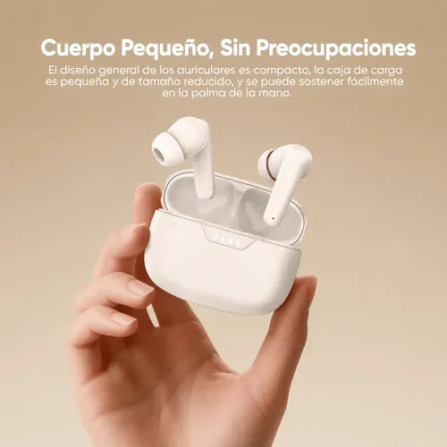 Audífonos Inalámbricos Tws Manos Libres Estuche De Carga Beige